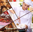 Collage of confectionery theme consisting of delicious pastries