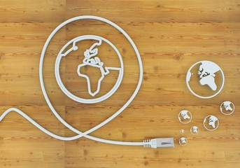 Poster - 3d render of a international world icon formed by an cable