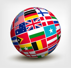 Wall Mural - Flags of the world in globe. Vector illustration.