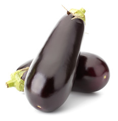 Black eggplants isolated on white background