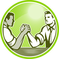 Sticker - Businessman Office Worker Arm Wrestling