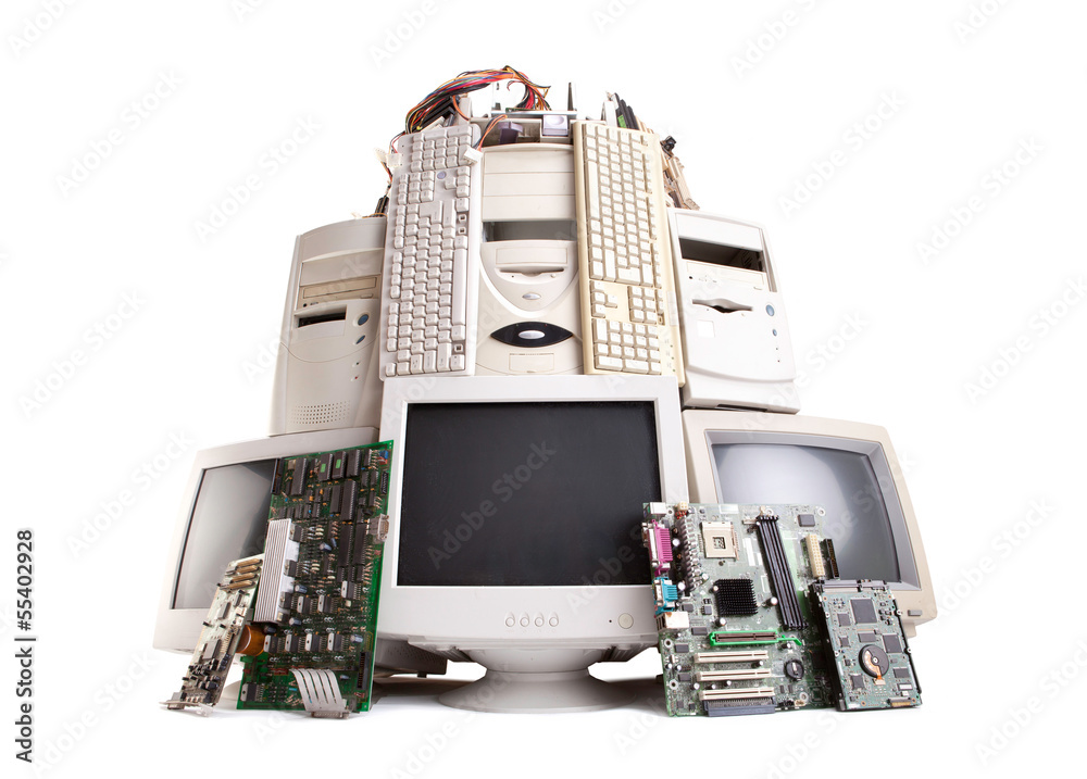 old computer and electronic waste - obrazy, fototapety, plakaty 