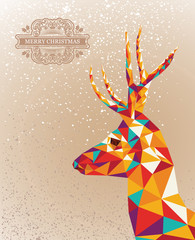 Wall Mural - Merry Christmas colorful reindeer shape background.