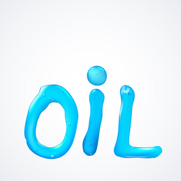 Oil liquid text. On a white background.