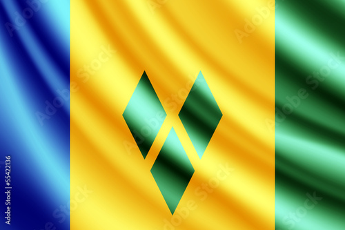 Obraz w ramie Waving flag of Saint Vincent and Grenadines, vector