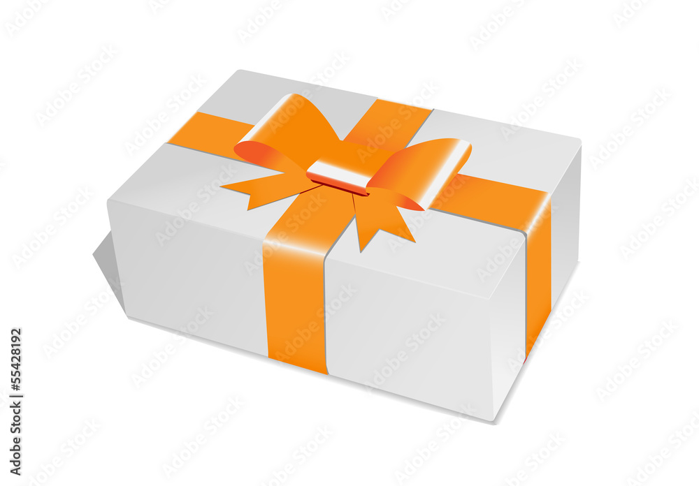 gift box orange - obrazy, fototapety, plakaty 