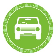 Poster - Voiture dans un panneau rond vert