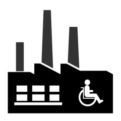 Poster - Personne handicapée en fauteuil roulant dans une usine