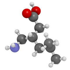 Poster - Pregabalin epilepsy and fibromyalgia drug, chemical structure.