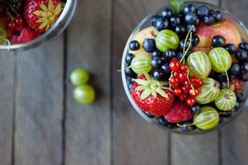 Wall Mural - garden berries in a bowl, top view