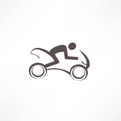 Fototapete - motorcyclist icon