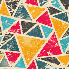 Poster - grunge colored triangle seamless pattern