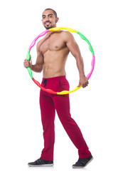 Wall Mural - Man doing excecises with hula hoop