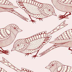 Wall Mural - Seamless pattern with birds
