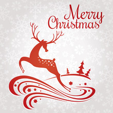 Christmas Greeting Card With Deer