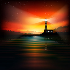 Wall Mural - abstract background with lighthouse