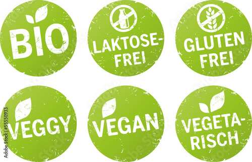 Fotografía Symbol Bio, Vegan, Glutenfrei, vegetarisch, Laktosefrei vektor