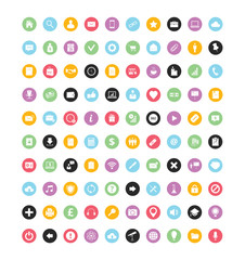 Poster - 100 Colorful Vector Icons for Web and Mobile