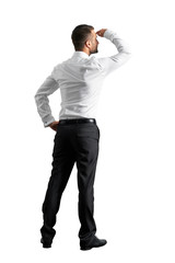 back view of businessman looking forward