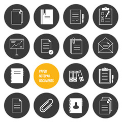 Poster - Vector Notepad Paper Documents Icons Set