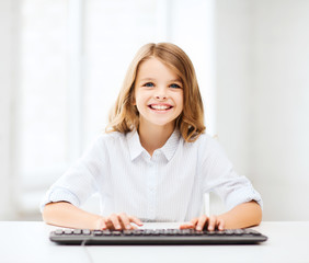 Canvas Print - student girl with keyboard