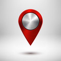 Poster - Technology Map Pointer with Red Metal Texture