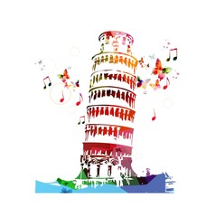 Wall Mural - Pisa tower colorful vector.