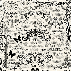 Black floral design elements.