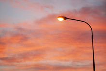 Electric Street Lamp At Dawn