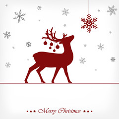 Poster - reindeer with christmas balls and snowflakes