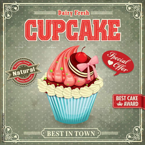 Naklejka dekoracyjna Vintage cupcake poster design