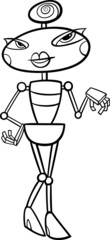 Wall Mural - female robot cartoon for coloring