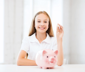 Poster - child with piggy bank