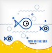 Vector sea and fish line art background