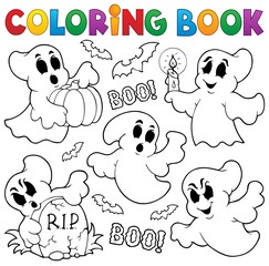 Canvas Print - Coloring book ghost theme 1