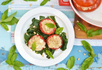 Canvas Print - Delicious baked stuffed tomatoes