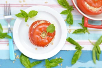 Canvas Print - Delicious baked stuffed tomatoes