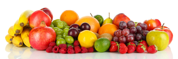 Wall Mural - Different fruits isolated on white