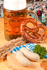 Wall Mural - oktoberfest bier breze und weisswuste