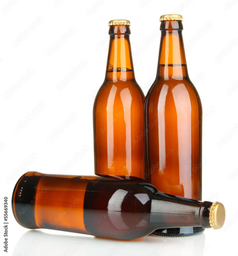 Beer bottles isolated on white
