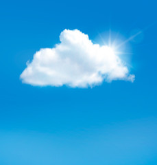 Aufkleber - Blue sky with cloud and sun. Vector background.
