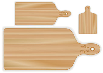 Wood cutting, carving boards, paddle shape, grain detail, 3 size