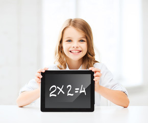 Poster - girl with tablet pc at school