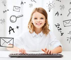 Sticker - student girl with keyboard