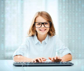 Poster - student girl with keyboard