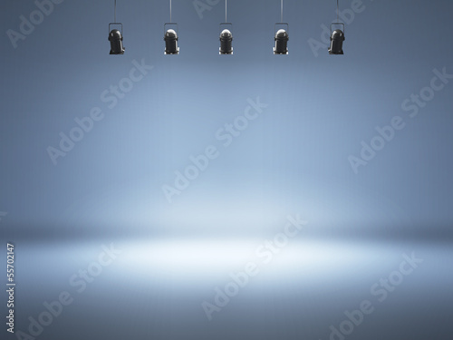 Fotografia, Obraz  blue spotlight background with lamps