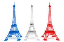 Three Eiffel Towers In French Flag Colors