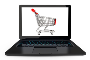 Poster - Modern laptop with Shopping Cart