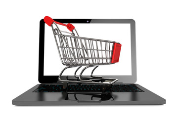 Poster - Modern laptop with Shopping Cart