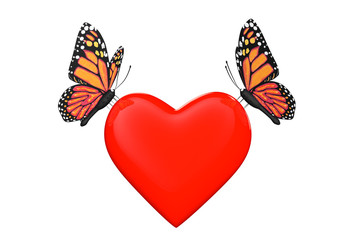 Poster - Love concept. Two butterflies with heart